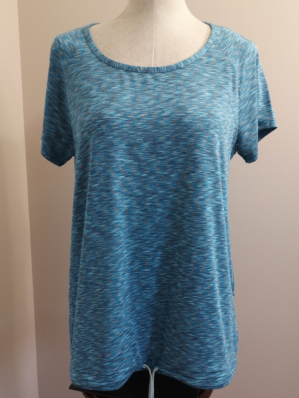 Joe Fresh Blue Space-Dye Short Sleeve Active Tee Size L